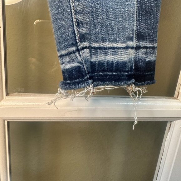 AMERICAN EAGLE Two Tone Super Stretch Hi-Rise Jegging Crop Raw Hem Jeans Size 4 - Picture 11 of 15